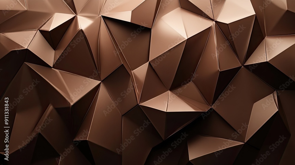 Poster geometric 3d brown background with sharp, angular lines and subtle highlights.
