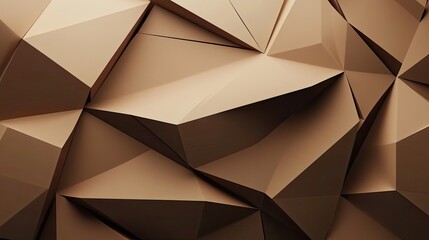Fototapeta premium Geometric 3D brown background with sharp, angular lines and subtle highlights.