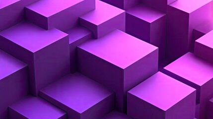 Obraz premium Geometric 3D purple background with stacked, angular shapes and a gradient effect.