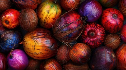   A colorful close-up of various fruits