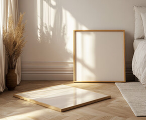  model frame on the floor of a mordern bedroom