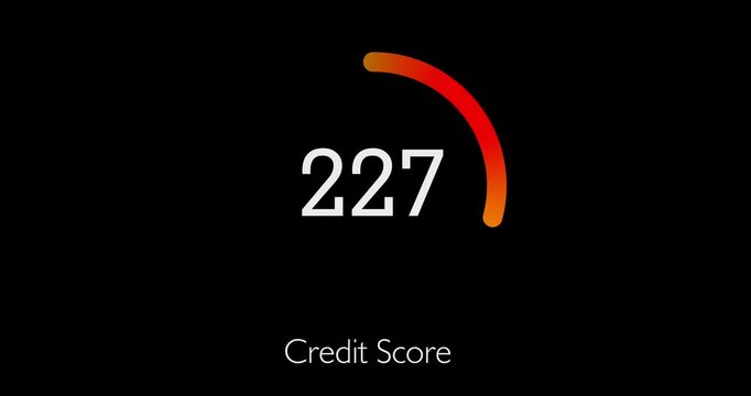 Number, increase and graphic with circle of credit score for profit, benefits or financial growth on a black background. Numeric icon, animation or loading for loan approval, progress or improvement