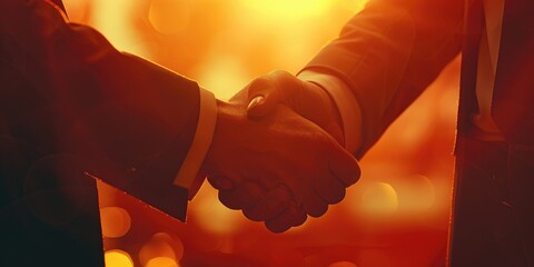 Business professionals consulting on investment regulations and shaking hands post joint venture agreement