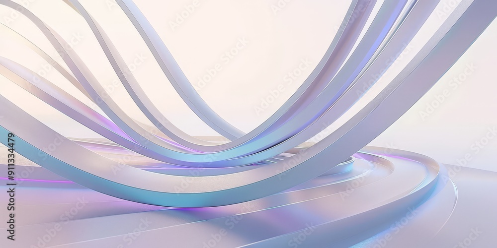Poster a captivating 3d render showcasing abstract rounded lines against a light background.