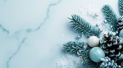   A group of pinecones on a snow-covered table, with a pinecone atop another pinecone