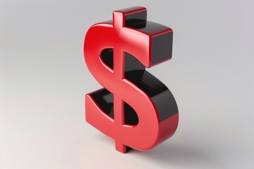 Red and Black 3D Dollar Sign on White Background