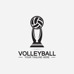 Winner Volleyball Championship Trophy Logo Design vector icon template. Volleyball trophy for winner award