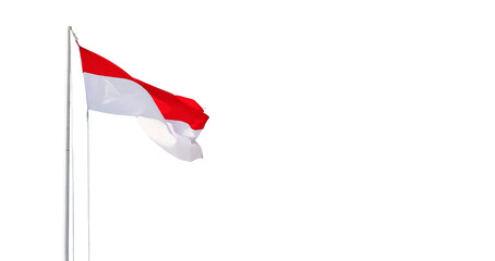 waving indonesia flag isolated white background. Waving flag for celebrate indonesia independence day. Waving indonesia flag with red and white color