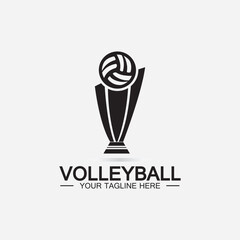 Winner Volleyball Championship Trophy Logo Design vector icon template. Volleyball trophy for winner award