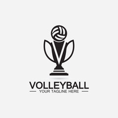Winner Volleyball Championship Trophy Logo Design vector icon template. Volleyball trophy for winner award