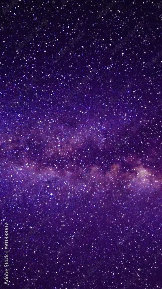 Wall mural background space trip crossing stars quickly to a violet galaxy. traveling through purple starry sky