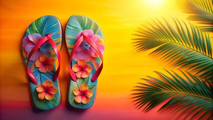 Sunset Paradise Flip Flops: A Tropical Escape for Your Feet  AI Generated
