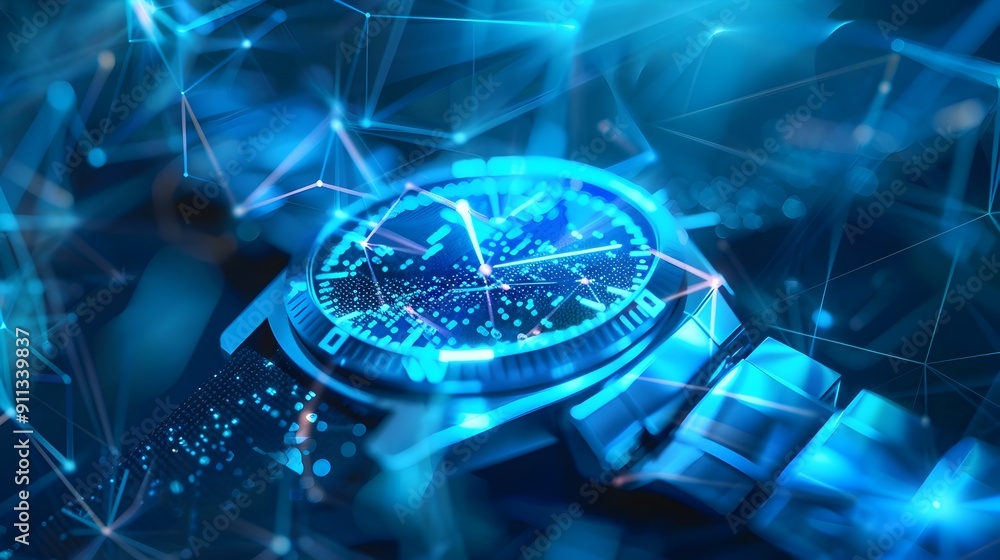 Poster futuristic digital technology network and data visualization concept