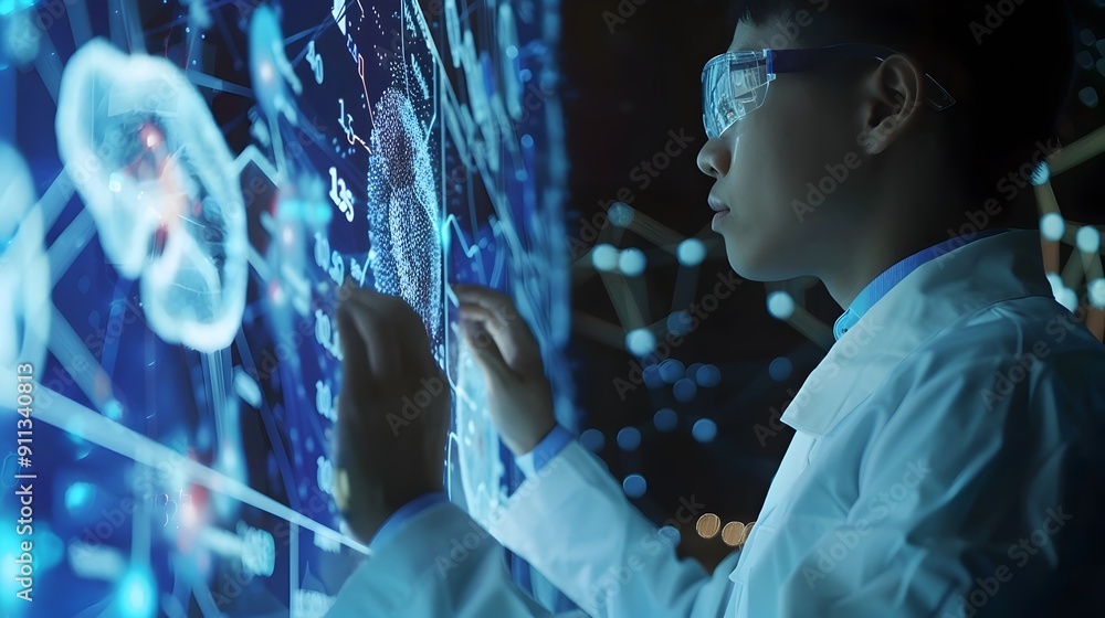 Poster futuristic digital cyberspace with intelligent data visualization and analysis