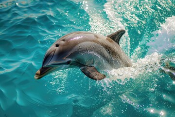 Naklejka premium Dolphin Leaping Out of Turquoise Water