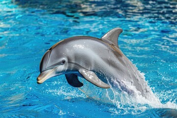 Naklejka premium A dolphin leaping out of the water with a splash