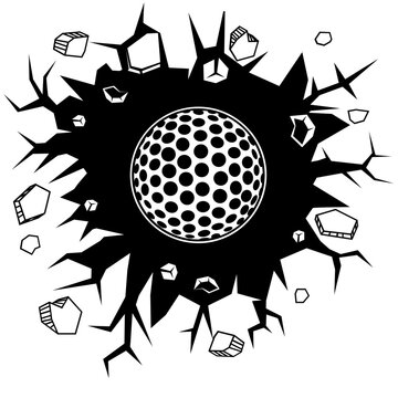 Smashing wall golf ball | Golf Ball | Club and Ball Sport | Golf | Golfing | Golf Player | Golfers Club | Golfer | Original Illustration | Vector and Clipart | Cutfile and Stencil