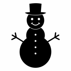 Snowman with hat isolated on white, Snowman vector illustration, Christmas Snowman vector art, Snowman silhouette, christmas Snowman vector icon, eps