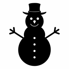 Snowman with hat isolated on white, Snowman vector illustration, Christmas Snowman vector art, Snowman silhouette, christmas Snowman vector icon, eps