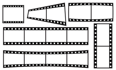 Photo film, photo frame, vector illustration, video film. Black film on a white background.