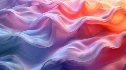 Obraz premium Waves of colorful silk fabric create a mesmerizing abstract pattern, highlighting the interplay of light and vibrant hues.