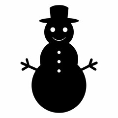 Snowman with hat isolated on white, Snowman vector illustration, Christmas Snowman vector art, Snowman silhouette, christmas Snowman vector icon, eps