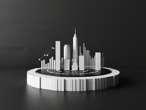 Futuristic statistics development theme front view envisioning statistical development Futuristic tone monochromatic color scheme