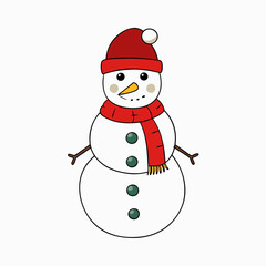 Snowman with hat isolated on white, Snowman vector illustration, Christmas Snowman vector art, Snowman silhouette, christmas Snowman vector icon, eps