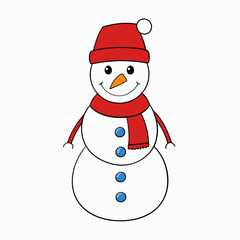 Snowman with hat isolated on white, Snowman vector illustration, Christmas Snowman vector art, Snowman silhouette, christmas Snowman vector icon, eps