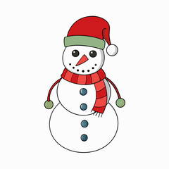 Snowman with hat isolated on white, Snowman vector illustration, Christmas Snowman vector art, Snowman silhouette, christmas Snowman vector icon, eps