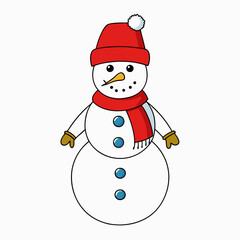 Snowman with hat isolated on white, Snowman vector illustration, Christmas Snowman vector art, Snowman silhouette, christmas Snowman vector icon, eps