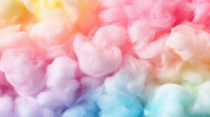 Fototapeta premium Detailed close-up of a colorful cotton candy background, highlighting its soft and sugary appearance.