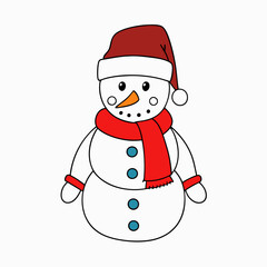 Snowman with hat isolated on white, Snowman vector illustration, Christmas Snowman vector art, Snowman silhouette, christmas Snowman vector icon, eps