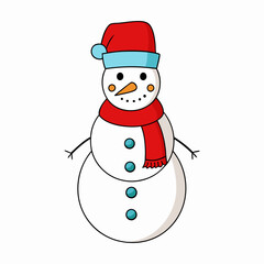 Snowman with hat isolated on white, Snowman vector illustration, Christmas Snowman vector art, Snowman silhouette, christmas Snowman vector icon, eps