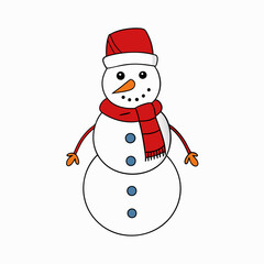 Snowman with hat isolated on white, Snowman vector illustration, Christmas Snowman vector art, Snowman silhouette, christmas Snowman vector icon, eps