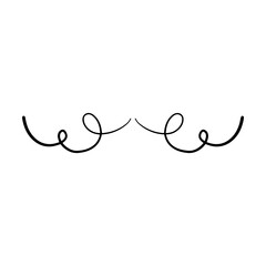Hand drawn curly divider icon vector illustration design element of swish, swash, swoosh underline swirl squiggle stroke line