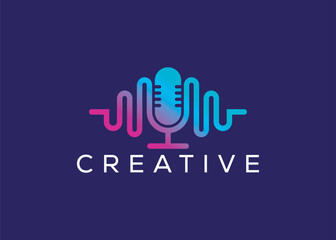 Minimal and professional microphone logo design template