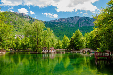 Obraz premium landscape with lake and mountains 