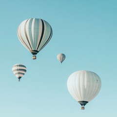 Obraz premium several hot air balloons floating in the clear blue sky