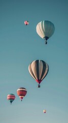 Obraz premium several hot air balloons floating in the clear blue sky