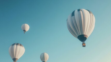 Obraz premium several hot air balloons floating in the clear blue sky