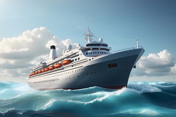 Naklejka premium The modern ship in the sea 