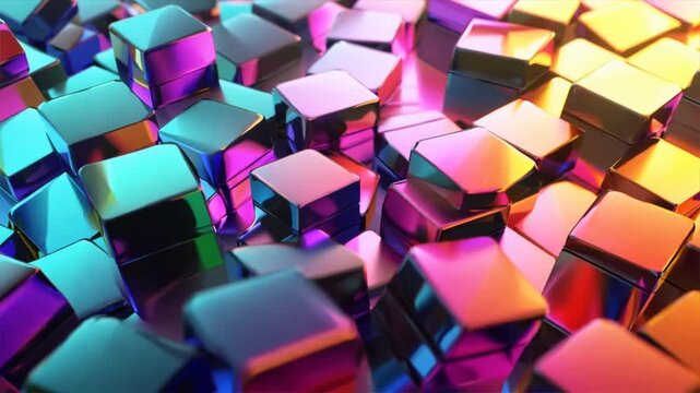 background with overlapping hexagons and vibrant colors, representing technological complexity