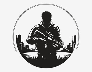 Gaming Logo Silhouette vector design