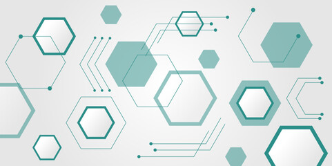 White and blue hexagonal technology abstract vector background. Blue bright energy flashes under hexagon in modern futuristic technology banner background.