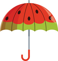 Red and green umbrella looking like a watermelon protecting from the rain © nsit0108
