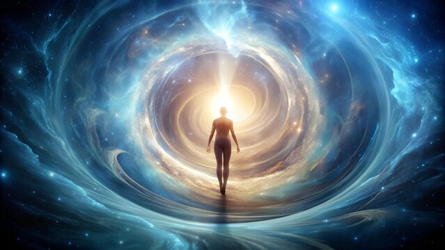 A Tapestry of Light and Darkness Woven into a Divine Form  AI generated