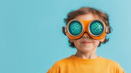 Mad scientist goggles with bubbling lenses, Halloween costume, experimental props