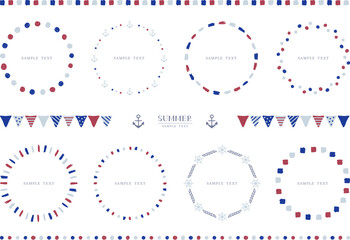 夏の手描きマリン円形フレームセット / vector eps © hana