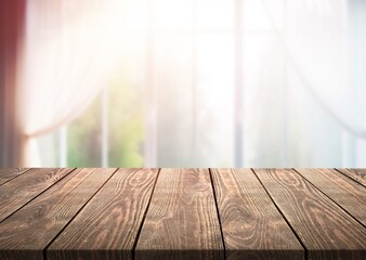 Table top on big window background